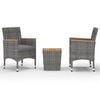 vidaXL Ensemble de bistro 3 pcs R&eacute;sine tress&eacute;e et bois d'acacia Gris