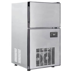 vidaXL Fabricant de cubes de glace avec porte Argent&eacute; 43 x 40 x 71 cm