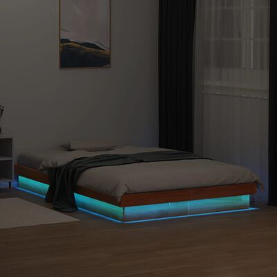 vidaXL Cadre de lit à LED cire marron 120x190 cm bois de pin massif