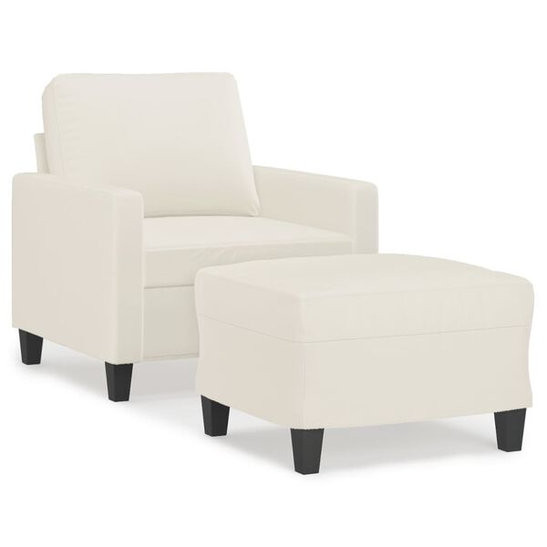 vidaXL Fauteuil avec repose-pied Crème 60 cm Similicuir