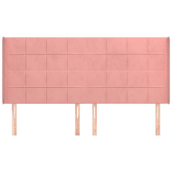 vidaXL T&ecirc;te de lit avec oreilles Rose 183x16x118/128 cm Velours