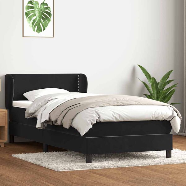 vidaXL Sommier &agrave; lattes de lit avec matelas noir 90x220 cm velours
