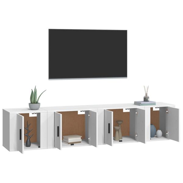 vidaXL Ensemble de meubles TV 4 pcs Blanc Bois d'ing&eacute;nierie