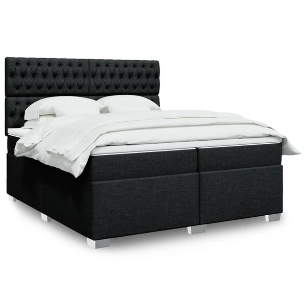 vidaXL Sommier &agrave; lattes de lit avec matelas Noir 200x200 cm Tissu