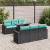 vidaXL Salon de jardin avec coussins 7 pcs noir r&eacute;sine tress&eacute;e acacia