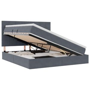 vidaXL Lit avec rangement et LED Gris fonc&eacute; 180 x 200 cm Velours