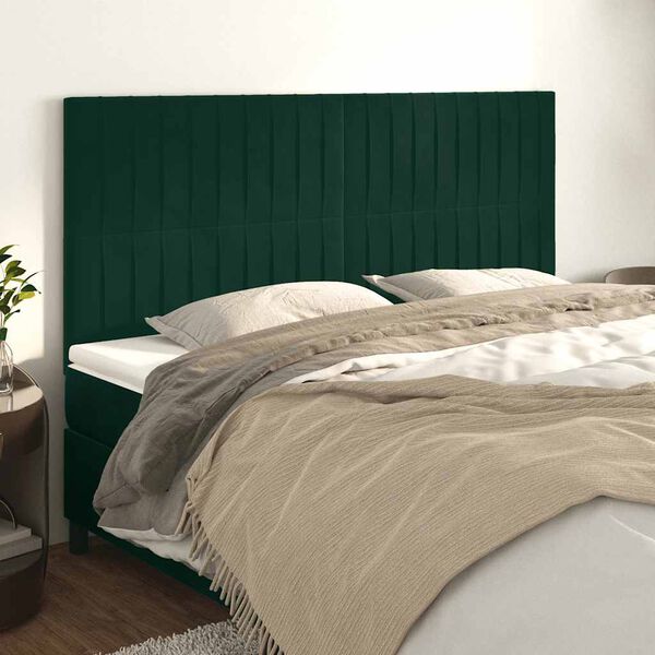 vidaXL T&ecirc;te de lit Vert fonc&eacute; 200x5x118/128 cm Velours