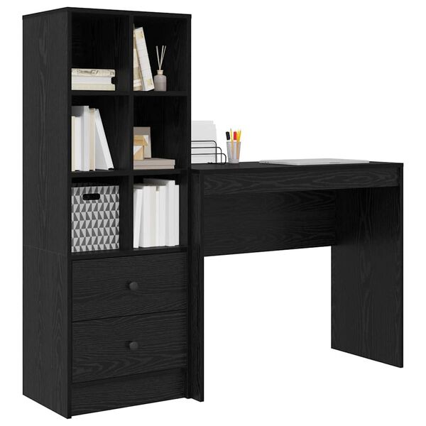 vidaXL Bureau avec tiroir 2 pcs Ch&ecirc;ne noir