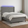 vidaXL Sommier &agrave; lattes de lit matelas LED Gris fonc&eacute; 140x190 cm Tissu