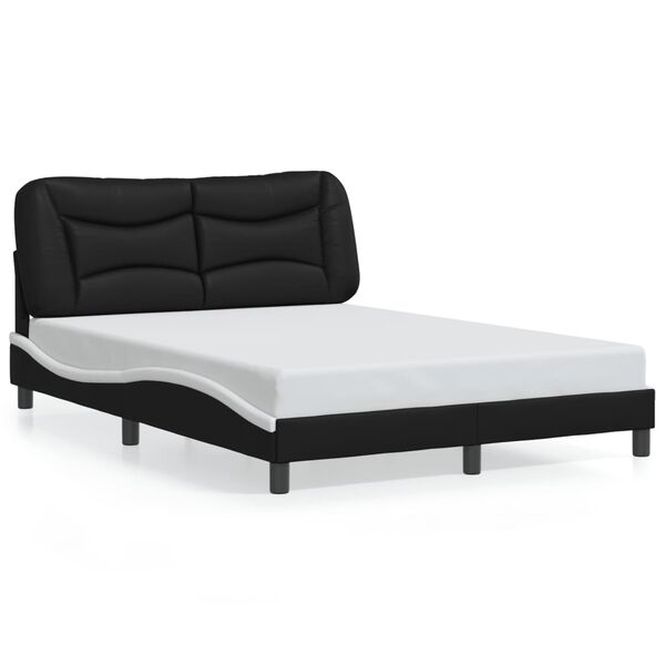 vidaXL Cadre de lit sans matelas Hvar noir et blanc 120x200 cm similicuir