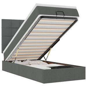 vidaXL Lit ottoman avec matelas et LED Gris fonc&eacute; 80x200cm tissu