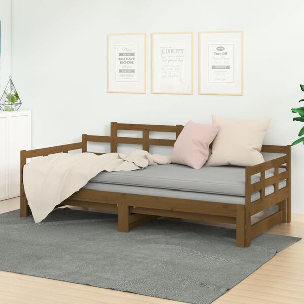 vidaXL Lit coulissant sans matelas marron miel 2x(90x190) cm