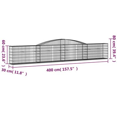 vidaXL Paniers à gabions arqués 20 pcs 400x30x60/80 cm Fer galvanisé