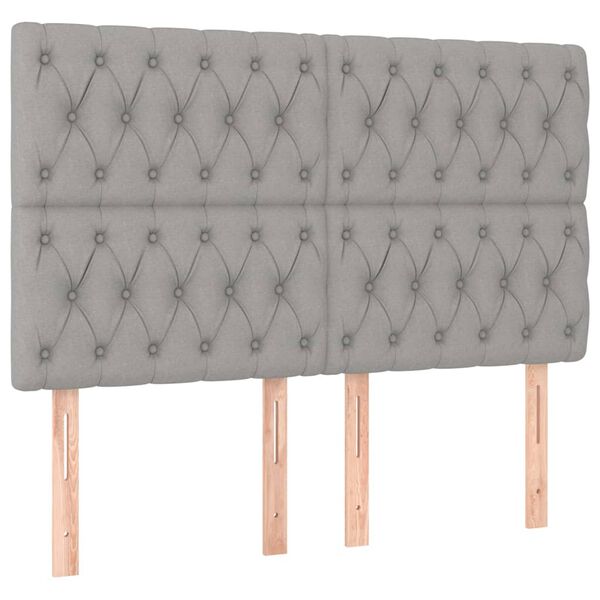 vidaXL T&ecirc;te de lit &agrave; LED Gris clair 144x7x118/128 cm Tissu
