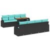 vidaXL Ensemble de canap&eacute; de jardin 9 pcs Noir Poly rotin
