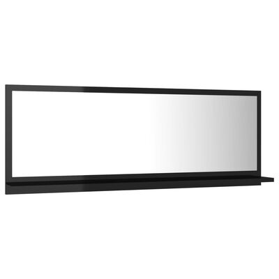 vidaXL Miroir de salle de bain Noir brillant 100x10,5x37 cm Aggloméré