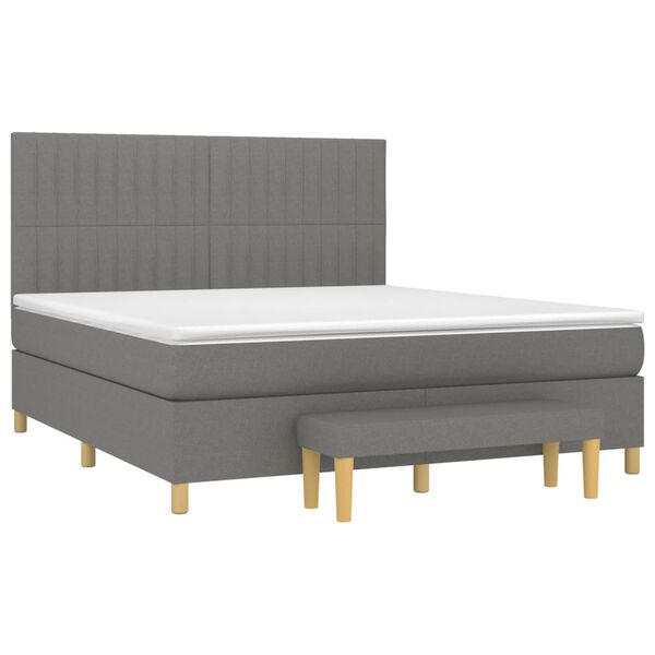 vidaXL Sommier &agrave; lattes de lit avec matelas Gris fonc&eacute; 160x200cm Tissu