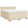 vidaXL Sommier &agrave; lattes de lit avec matelas Cr&egrave;me 200x200 cm Tissu