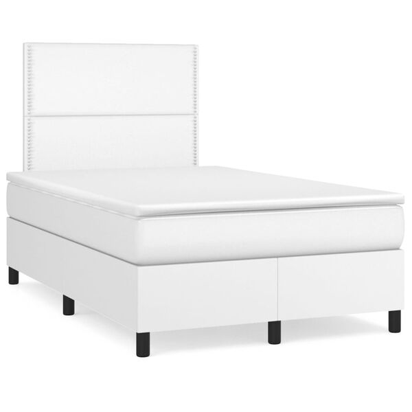 vidaXL Sommier &agrave; lattes de lit avec matelas Blanc 120x200cm Similicuir