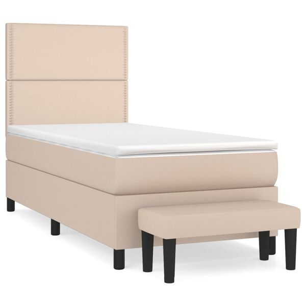 vidaXL Sommier &agrave; lattes de lit avec matelas Cappuccino 90x200 cm