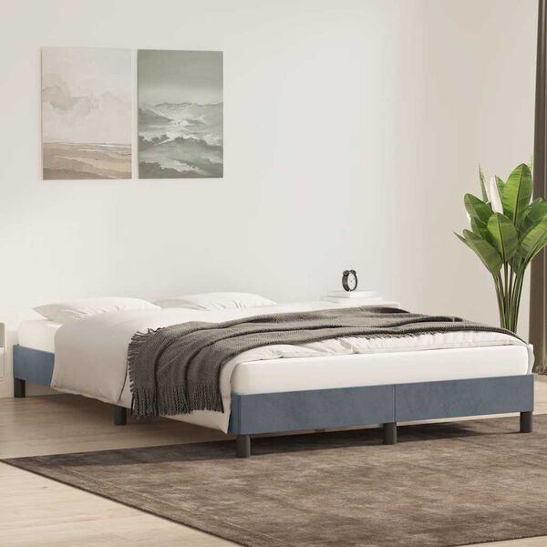 vidaXL Cadre de lit sans matelas gris foncé 160x220 cm velours