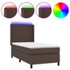 vidaXL Sommier &agrave; lattes de lit matelas LED Marron 80x200 cm Similicuir