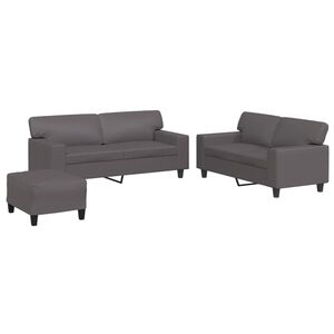 vidaXL Ensemble de canap&eacute;s 3 pcs gris similicuir