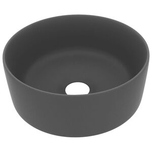 vidaXL Lavabo rond de luxe Gris fonc&eacute; mat 40x15 cm C&eacute;ramique