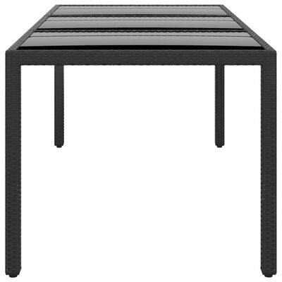 vidaXL Table de jardin 190x90x75 cm Verre trempé/résine tressée Noir