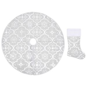 vidaXL Jupe de sapin de No&euml;l de luxe avec chaussette Blanc 150cm Tissu