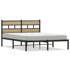 vidaXL Cadre de lit en m&eacute;tal sans matelas ch&ecirc;ne sonoma 160x200 cm