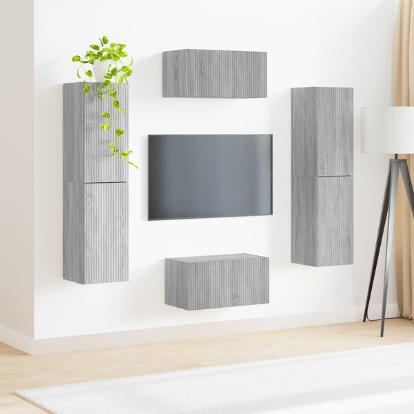 vidaXL Ensemble meuble TV 6 pcs Gris Sonoma Bois d'ing&eacute;nierie
