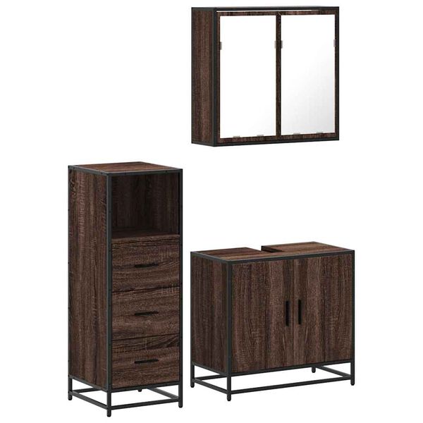 vidaXL Ensemble de meubles de salle de bain 3 pcs Ch&ecirc;ne marron