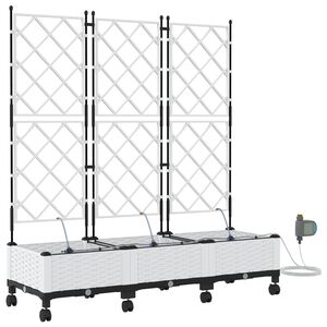 vidaXL Porte-plante de jardin avec irrigation et roues 3 pc Blanc PP