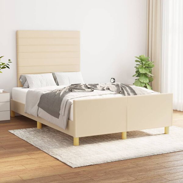 vidaXL Cadre de lit sans matelas cr&egrave;me 120x200 cm tissu