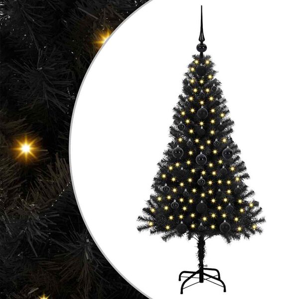 vidaXL Sapin de No&euml;l avec 150 LED avec support Noir 120 cm PVC