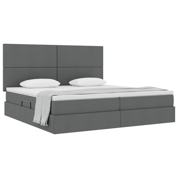 vidaXL Lit avec rangement et matelas Gris fonc&eacute; 200 x 200 cm Polyester