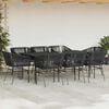 vidaXL Ensemble &agrave; manger de jardin coussins 9pcs noir poly rotin verre