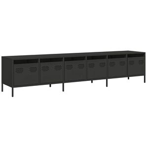 vidaXL Meuble TV noir 202x39x43,5 cm acier lamin&eacute; &agrave; froid
