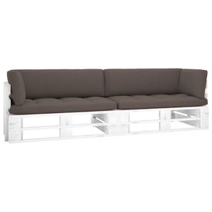 vidaXL Canap&eacute; palette 2 places avec coussins Pin impr&eacute;gn&eacute; de blanc
