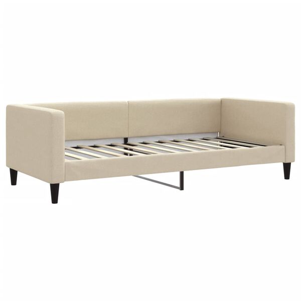 vidaXL Lit de jour avec gigogne et matelas cr&egrave;me 90x200 cm tissu