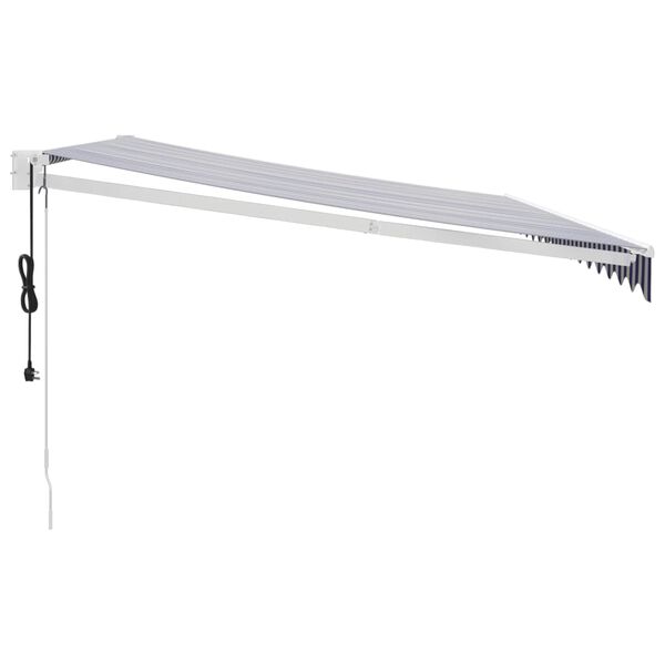 vidaXL Auvent r&eacute;tractable automatique bleu et blanc 4x3 m