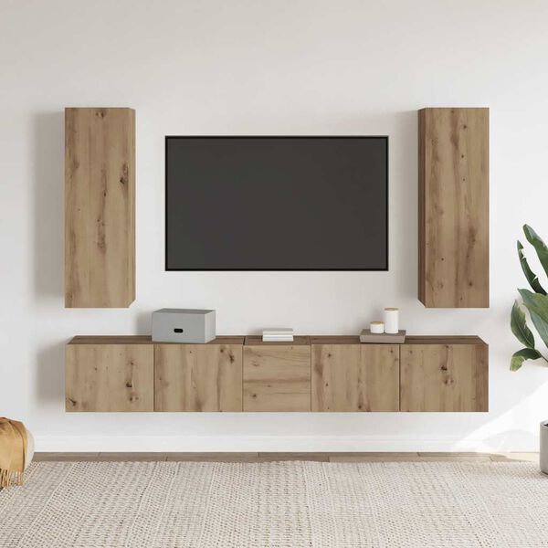 vidaXL Meubles TV muraux 5 pcs ch&ecirc;ne artisanal bois d'ing&eacute;nierie