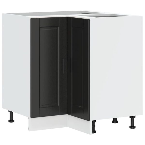 vidaXL Armoire d'angle de cuisine Porto noir bois d'ingénierie