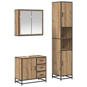 vidaXL Ensemble de mobilier de salle de bain 3 pcs Ch&ecirc;ne artisanal