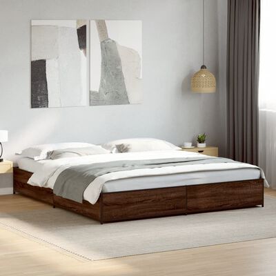 vidaXL Cadre de lit chêne marron 180x200 cm bois d'ingénierie et métal