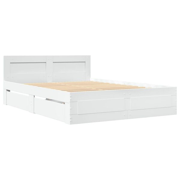 vidaXL Cadre de lit avec t&ecirc;te de lit sans matelas blanc 140x190 cm