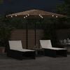 vidaXL Parasol de jardin avec LED et m&acirc;t en acier marron 324x324x247cm