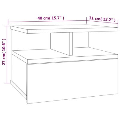 vidaXL Tables de chevet flottantes 2 pcs Sonoma gris 40x31x27 cm