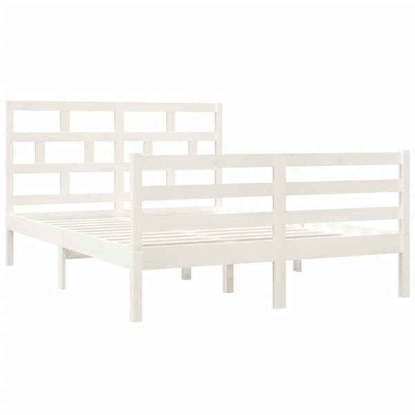 vidaXL Cadre de lit sans matelas blanc bois massif